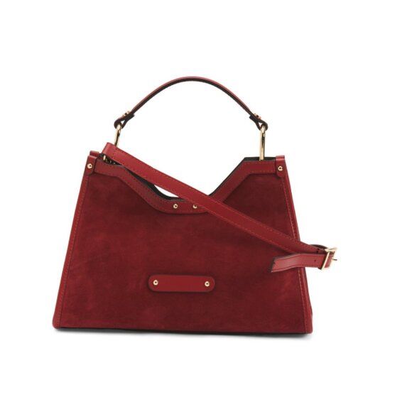 CHEVAL bordeaux Made In Italy Suede Geo Satchel